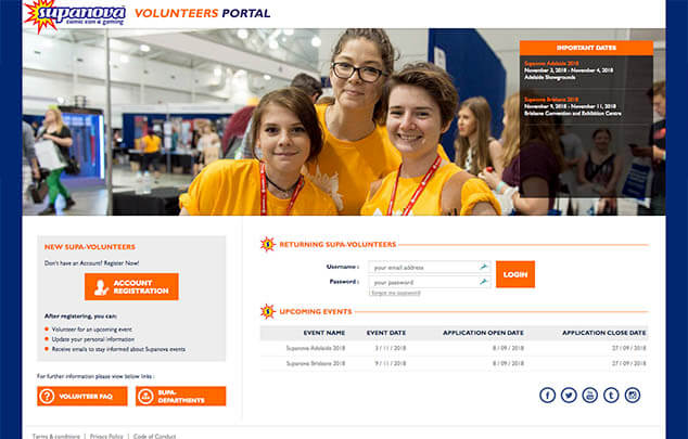 Supanova Volunteers Portal